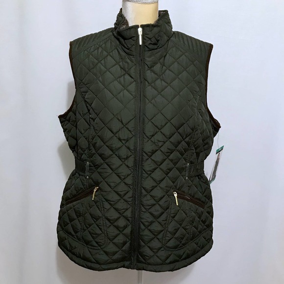 Weatherproof Jackets & Blazers - Weatherproof NWT Dark Green Faux Fur Vest Puffer Women XL